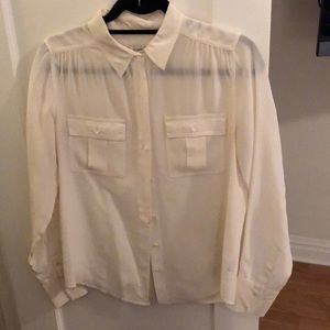 Cream silk jcrew two pocket blouse